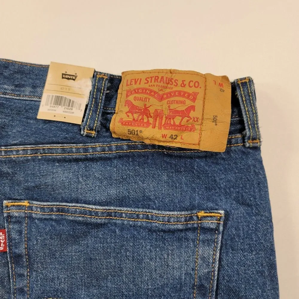 Levi's 501 Denim Shorts Mens 38 Valley Life Blue‎ Hemmed Original Fit